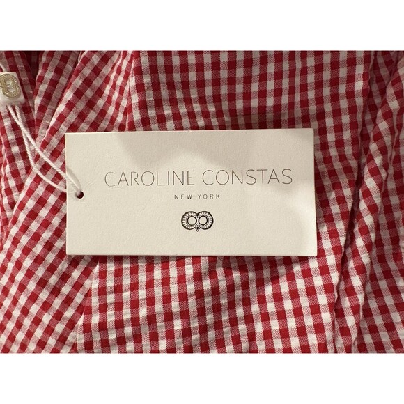 Caroline Constas womens Cotton Midi Dress size Small Red & White Gingham Check - Picture 4 of 6